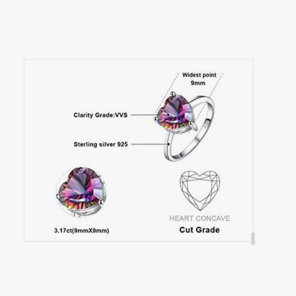 925 Mystic Topaz Heart Ring - Picture 6 of 6